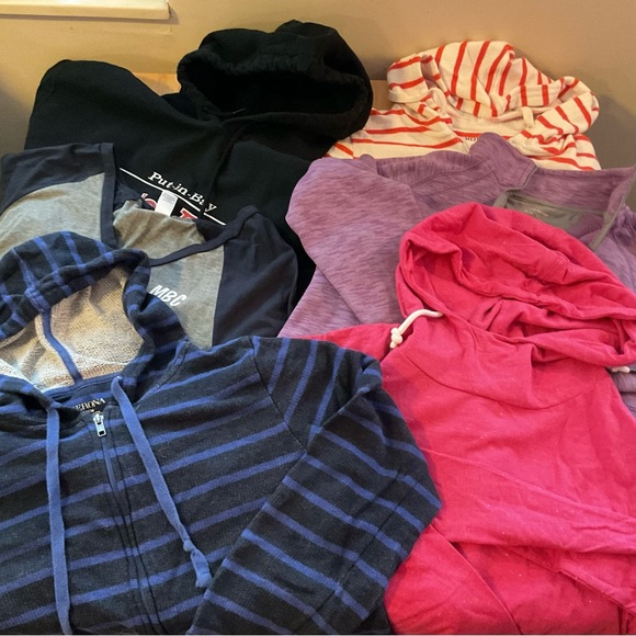 Mixed Label Women Long Sleeve Shirt Hoodie Zip Up Hood Top Lot x6 Bundle Med - Picture 1 of 5